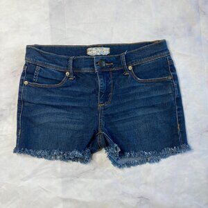 Free People Low Rise Jean Denim Shorts Womens Size 26 Dark Wash Raw Hem